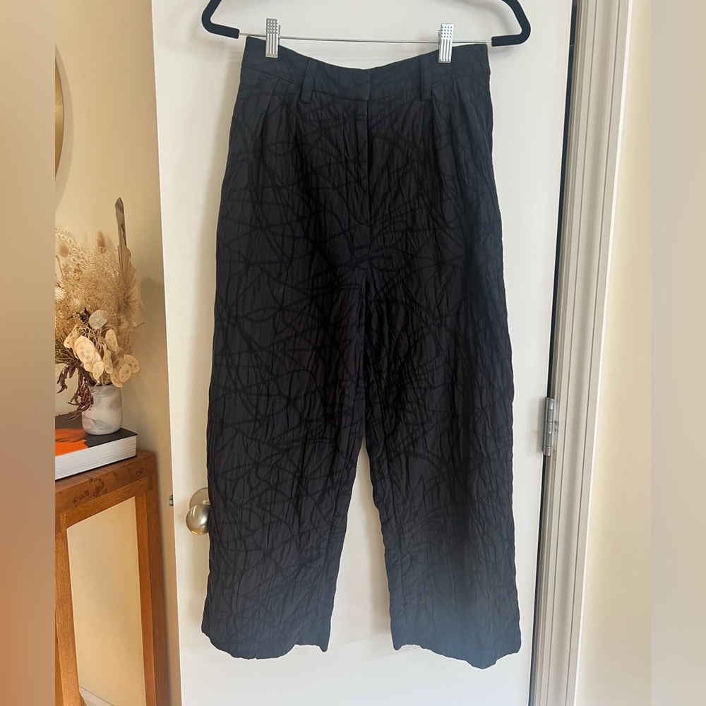 Black Textured Pants